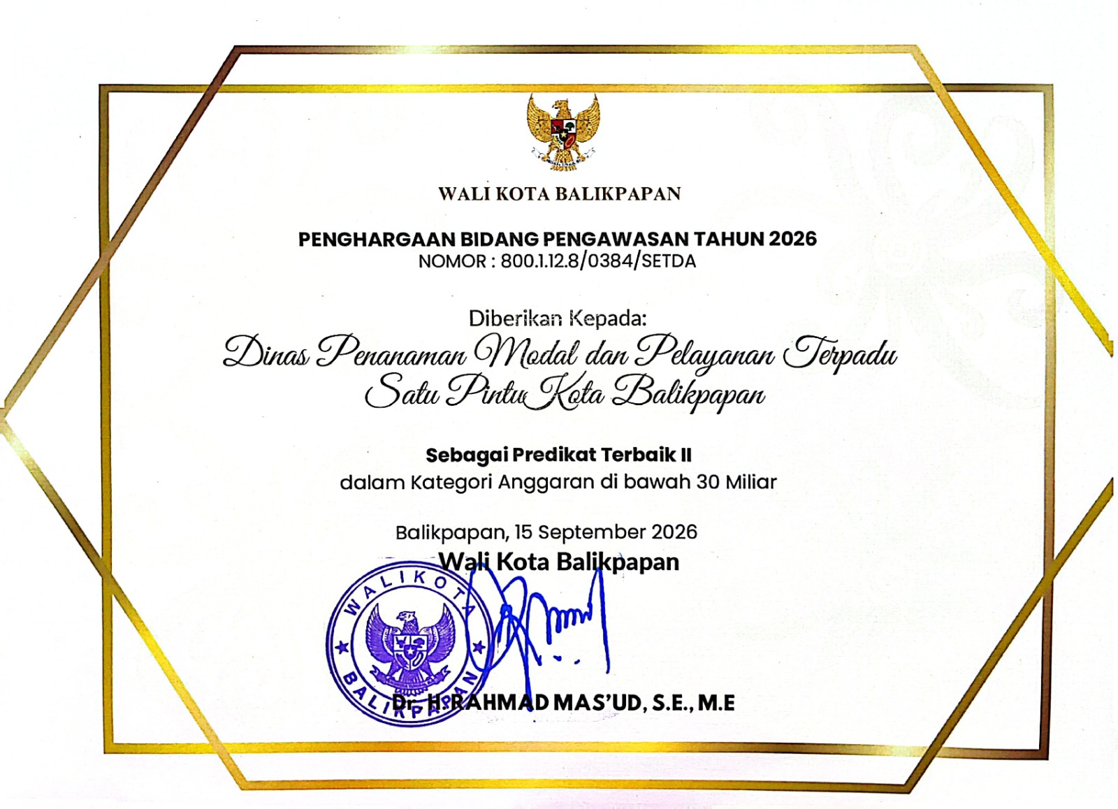 Piagam Penghargaan